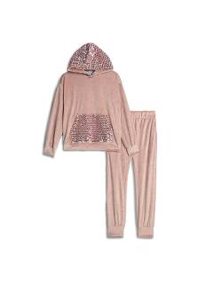 Σετ φόρμες βελουτέ με παγιέτα Funky 225-517118-1 ροζ